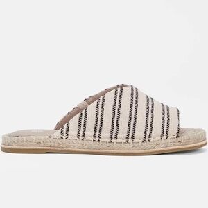 Eileen Fisher Black and White Striped Espadrille Slides
